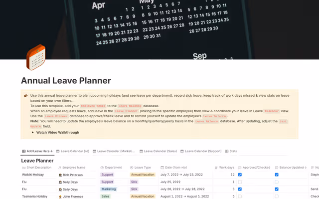 Annual Leave Planner