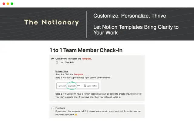 1 to 1 Team Member Check-in