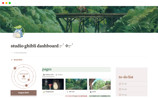 Studio Ghibli Notion Dashboard